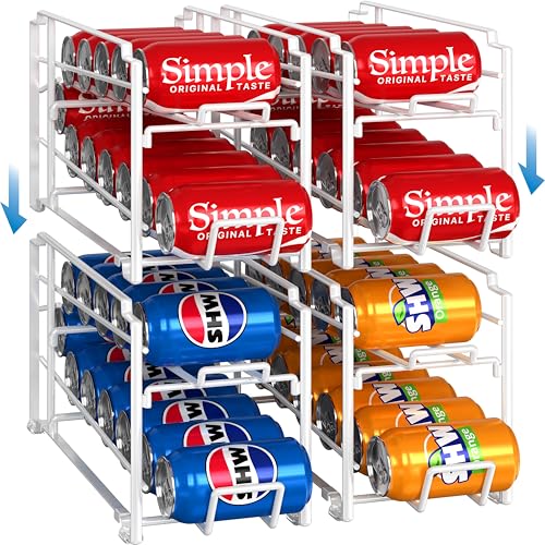 Simple Houseware Soda Can Organizer Stackable Rack Dispenser for Pantry/Refrigerator, White, 4 Pack - color: White