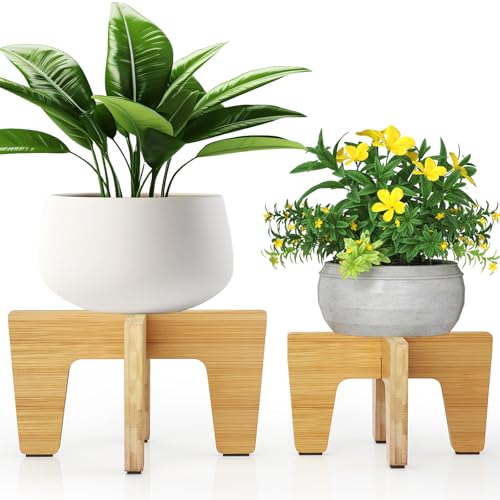Plant Stand Indoor Outdoor, Plant Holder Sturdy Single Flower Pot Stand Planter Stand Stool Display Decorative for Desktop Counter Room (Natural 2 pack) - color: Natural 2 pack