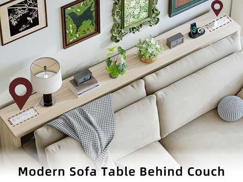TIQLAB Sofa Table, 79''L x 9.1''W (1.2'' Thickness) Long Console Table Behind Couch, Entryway Table with Angled Metal Frame, Industrial Console Table, Light Walnut - color: Light Walnut, size: 79''L x 9.1''W x 31.5''H