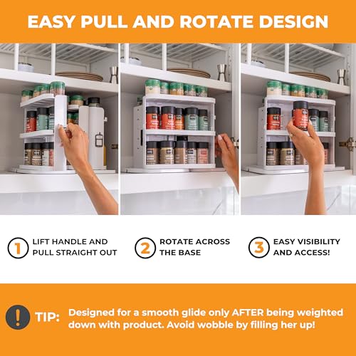 Spice Rack Organizer for Cabinet, 4 Adjustable Shelves | 4 Snap-In Adjustable Shelves, 8.9"H x 6.1"W x 10.8"D, Magnetic Modular Connect, Pivot-Up Shelves, Small Things Tray, No Tools