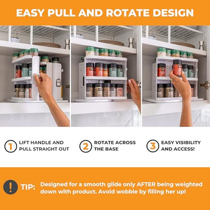 Spice Rack Organizer for Cabinet, 4 Adjustable Shelves | 4 Snap-In Adjustable Shelves, 8.9"H x 6.1"W x 10.8"D, Magnetic Modular Connect, Pivot-Up Shelves, Small Things Tray, No Tools