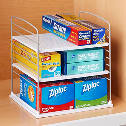 YouCopia UpSpace Cabinet Box Organizer, Adjustable Kitchen and Pantry Shelf for Plastic Wrap and Foil Storage, Extra Large, White - size: Large Classic