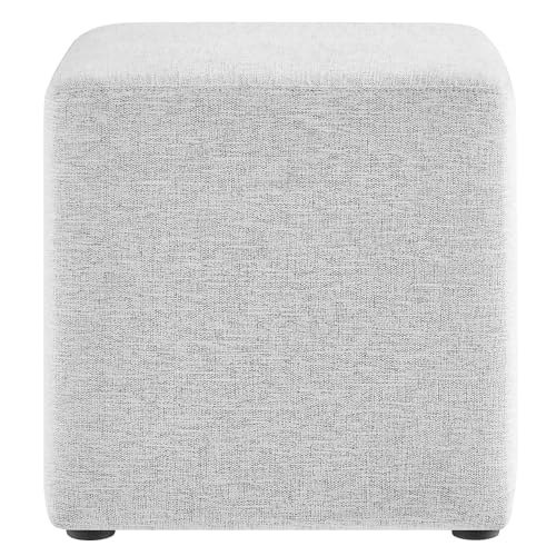 Modway 17" Square Woven Heathered Fabric Upholstered Upholstered Ottoman - color: Heathered Weave Light Gray
