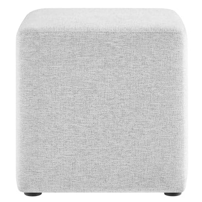 Modway 17" Square Woven Heathered Fabric Upholstered Upholstered Ottoman - color: Heathered Weave Light Gray