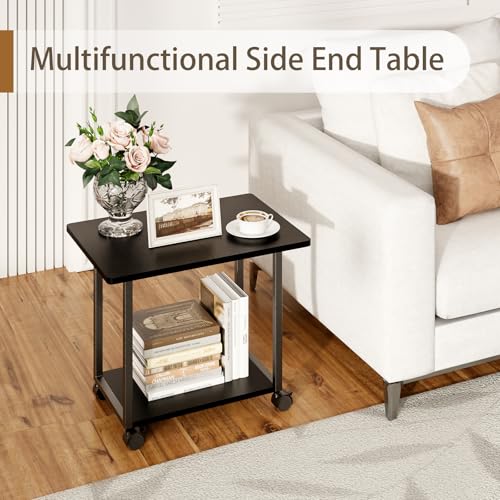 MARTY 22"x15.75" Large Printer Stand Under Desk, Rolling Cart Printer Table | 2 Tier Rolling Printer Cart with Wheels, Storage Shelf, Fit Printer/Fax/3d/Scanner, For Home Office Dorms, Heavy Duty, Black - color: Black