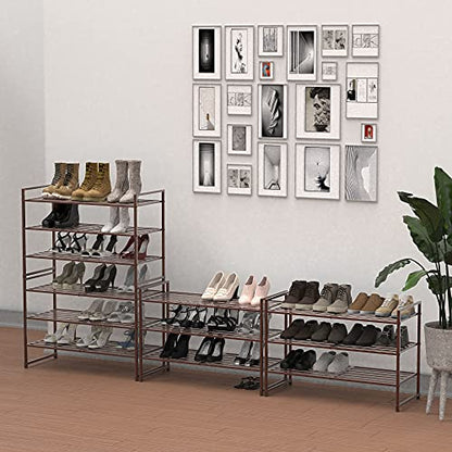 Simple Houseware 3-Tier Stackable Metal Panel Shoes Rack, Bronze - color: Bronze, style: Metal Panel