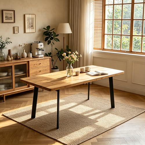 Extendable Dining Table for 6 to 8 People, 63" to 78.7" Modern Kitchen Table with Removable Extension Leaf, MDF Expandable Dining Room Table Compact for Small Spaces, Walnut - color: 63'' - 78.7'' Walnut Table