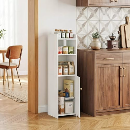 4-Tier Narrow Bathroom Cabinet, 7.9" W X 31.5" H | White PVC Material, Rack, Holder, Fits Small Spaces, for Toilet Side, Laundry Room, Kitchen, Easy Assembly - size: 7.9"D x 7.9"W x 31.5"H