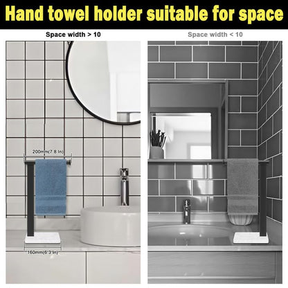 Stainless Steel L-Shaped Hand Towel Holder, SUS304 Bathroom Towel Rack with Thickened Base for Countertop Vanity (Matte Black, Square Base) - color: Matte Black