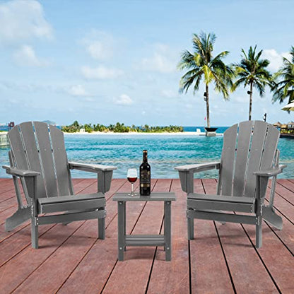 Apolimi Adirondack Outdoor Side Table, 2-Tier Sturdy Patio End Table Weather Resistant, 16.5" Solid Side Table for Patio, Pool, Porch - color: Light Grey