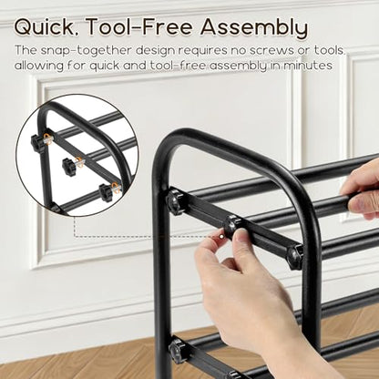 4-Tier Expandable Shoe Rack, Adjustable Shoe Shelf Storage Organizer Durable Metal Free Standing Shoe Rack for Entryway Closet Doorway (Black) - size: 4 Tier