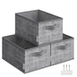 SONGMICS Storage Cubes, 11.8 x 7.9 x 5.9 Inches Non-Woven Fabric Bins with Double Handles, Set of 3, Closet Organizers for Shelves, Foldable, for Clothes, Cattail Gray UROB415G01
