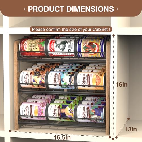 DGWJSU Can Organizer for Pantry 3-Tier, Can Storage Organizer Pantry, Soda Can Organizer, Holds up to 36 Cans Holders for Pantry, Cabinet, Countertop, Carbonized Brown - size: 3 Tiers