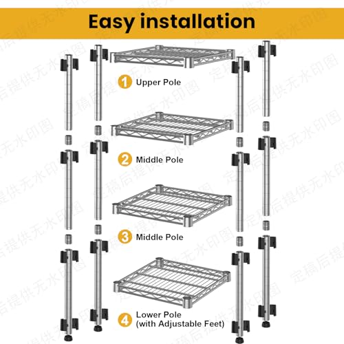 14" Metal Wire Shelving Unit Storage Shelves 4 Tier Adjustable Shelf Sturdy Steel Rack Standing Units Organizers organize for Laundry Bathroom Kitchen Closet Basement Garage Pantry Narrow Mesh Utility - size: 4-Tier-Silver[14"D x 14"W x 39.37"H]