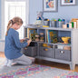 Martha Stewart Kids' Low Bookcase (Gray) - 24 Inch Wooden Storage Organizer Cubby with Fabric Bins for Playroom and Bedroom - color: Grey