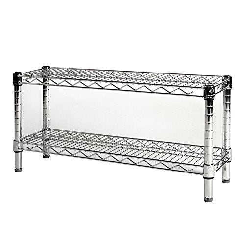 Shelving Inc. 8" d x 30" w Chrome Wire Shelving with 2 Tier Shelves, Weight Capacity 800lbs Per Shelf - size: 8" d x 30" w x 14" h
