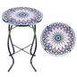 VCUTEKA Outdoor Side Table Mosaic End Table Patio Side Table Small End Tables Glass Top Round Balcony Coffee Porch Indoor Glass Top Flower 14'' - color: Flower