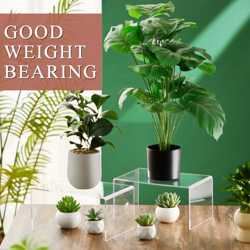RattanView 2 Pcs 12 Inch Large Acrylic Risers Display Stands 5 mm Thick Acrylic Shelf Riser Showcase for Collectibles Jewelry Cupcakes Food Figures Perfume Cabinet(Clear) - color: Clear, size: 12 Inch, 5 mm