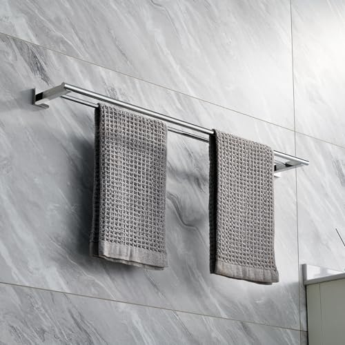 Miyili 36-Inch Double Towel Bar Stainless Steel Bathroom Towel Rack Holder Wall Mount Polished Finish, A02N90B - color: Polished Steel, size: 36-Inch