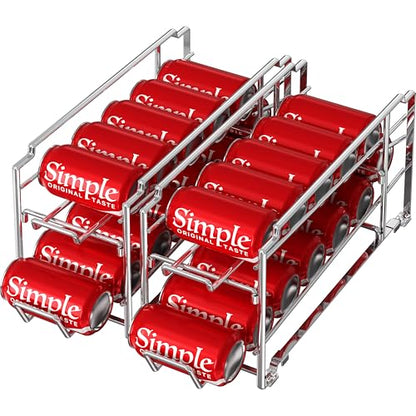 Simple Houseware Stackable Front Loading Beverage Can Dispenser Rack, Chrome - 2 Pack - color: Chrome, size: Standard