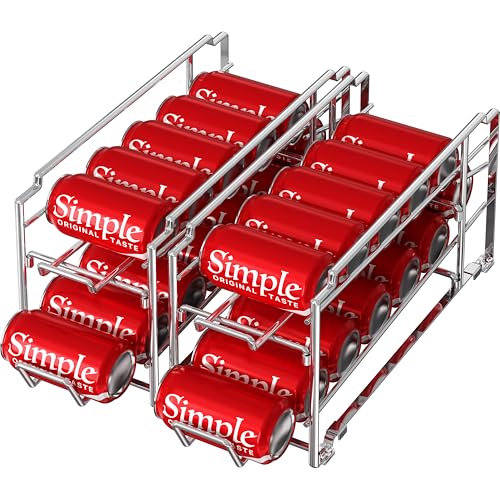 Simple Houseware Stackable Front Loading Beverage Can Dispenser Rack, Chrome - 2 Pack - color: Chrome, size: Standard