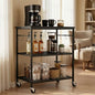 Homleke 3-Tier Rolling Kitchen Microwave Cart, Kitchen Utility Cart on Lockable Wheels, Coffee Bar Table Station with 6 S-Shaped Hooks, Small Appliance Storage Shelf, Black - color: Black, size: 3-Tier