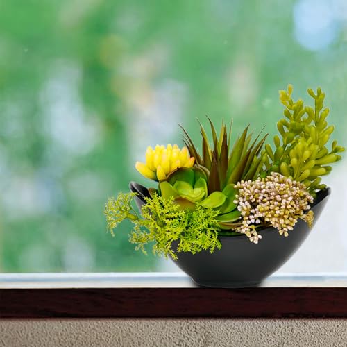 Artificial Succulents Plants Fake Potted Plants 7.2 Inch | Faux Succulents, Artificial Plants & Greenery for Hone Garden, Table Desk Shelves, Bathroom, Office Decorations