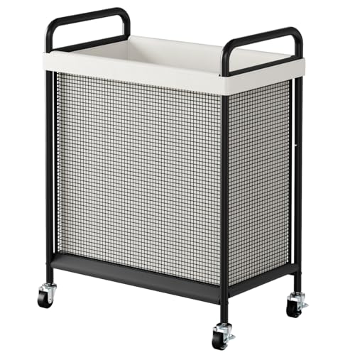 WOWLIVE Rolling Laundry Hamper with Wheels, 90L Laundry Basket with Removable Liner Bag, Laundry Sorter with Metal Handle, Large Capacity Clothes Hamper for Laundry Room, Bathroom and Dorm, Beige - size: 1-Section