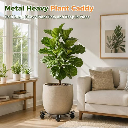 2 Packs 17.5" Extra-large Metal Plant Caddy with 6 Wheels Iron Rolling Plant Stands Heavy-duty Plant Roller Base Pot Movers Indoor Outdoor Wheeled Plant Dolly with Casters Planter Coaster Trolley - size: 17.5"