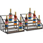 YQBRAO Coffee Syrup Rack Organizer,Liquor Bottle Display Shelf,Water cup display stand,Spice Rack Kitchen Cabinet Organizer,Rustic Brown,2 Packs 4 Tier 16 Bottle Coffee Syrup Holder - size: 4 Tier 16 Bottle Syrup Rack - 2 Pack