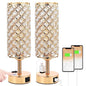 Hong-in Gold Lamps Set of 2, Dimmable Gold Lamps for Nightstand with USB-C+A & AC Charging Ports, 3-Way USB Crystal Lamp, Bedside Desk Light for Bedroom Living Room Home Office(Bulb Included) - color: Gold