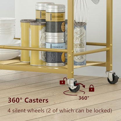 3 Tier Bar Cart, Small Beverage Cart, Mini Bar Cart with Wine Rack, Compact Mini Bar Cart - Please Refer to the Exact Dimensions for Usage Matching Dimensions: 22" W × 13" D × 35.8" H GBC507G - color: Gold, size: General