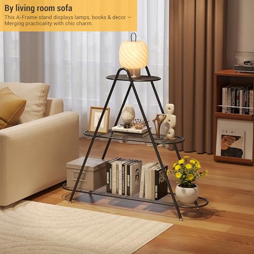 Plant stand indoor Outdoor 3-Tier plant shelf Shoe Shelf Rack Organizer | Metal Plant Rack Shelf Heavy Duty for Multiple Flower Pot Multi-Purpose for Living Room Patio Garden Entryway Balcony (Black)
