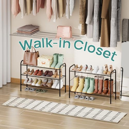 viewcare Shoe Rack for Closet, 3-Tier Long Shoe Rack for Entryway & Garage, Sturdy Metal Construction, Shoe Organizer Holds 8-12 Pairs - size: 3-Tier(Long)
