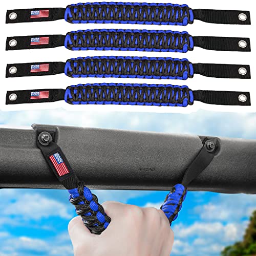 E-cowlboy Roll Bar Grab Handles Paracord Grip Handle for Ford Bronco 2021 2022 2023 2024 2-Door 4-Door Interior Accessories Premium Paracord US Flag (Blue 4 Pack) - color: Blue, size: 4 Pack