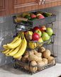 OKZEST 3-Tier Fruit Basket Fits Under Standard Upper Cabinet, 17.2" Tall | 2-In-1 Wall Mount & Countertop. Ultra-Fine Mesh Top Basket & Banana Hangers, Holds Potato, Onion, Bread, Snack, Fruit, Veggie - size: 3-Tier (Top basket with ultra-fine mesh)