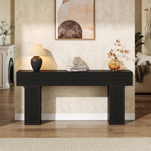 knoworld 70.9-Inch Long Console Table, Wooden Sofa Table Behind Couch Tables, Farmhouse Entryway Table Accent Table for Entrance, Hallway, Living Room, Foyer, Black - color: Black