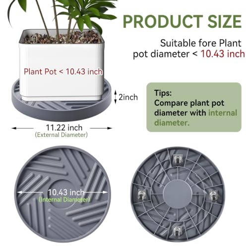 1 Pcs Plant Caddy with Hidden Wheels 11.22 Inch Heavy Duty Rolling Plant Stand, Indoor Outdoor Plant Saucer Tray with $9.9 Garden Tools (Gray) - size: 11.22 Inches (Gray)