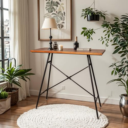 LOKKHAN Modern Industrial Table - 45.3” L x 41.34” H - Rectangular Desk for Home Office, Dining, Side Table - Writing Desk with Cross Bracing - Compact Multipurpose Study, Computer, Craft Workstation