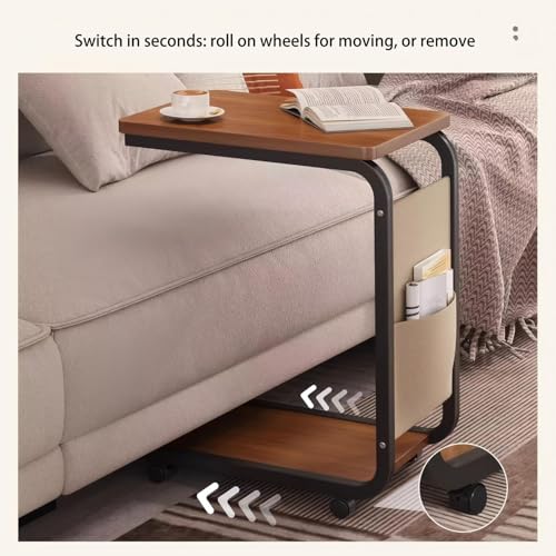 DJDLMDD Multi-Purpose Storage C Table End Table TV Tray Table for Small Spaces, Side Tables with Wheels for Living Room and Bedroom for Small Spaces, Couch Tables, That Slide Under, with Wheels