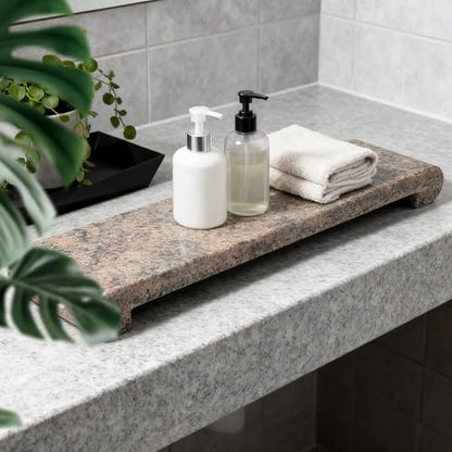 Marble Tray Pedestal Stand, 16"x4" Marble Vanity Tray with Feet for Bathroom Counter Kitchen Sink, Rectangular Stone Riser for Soap Dispenser Perfume Jewelry Display Stand(Golden Star) - color: Golden Star