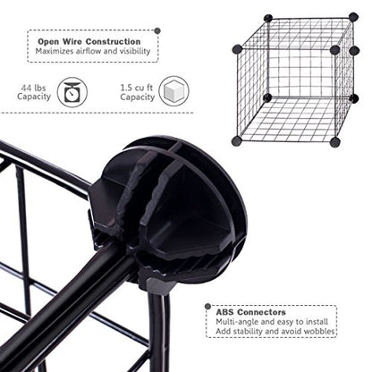 UNICOO - 14 * 14 inch Big Cube Multi Use DIY 20 Cube Wire Grid Organizer, Wardrobe Organizer, Bookcase, Storage - Black Wire - size: 20 cube