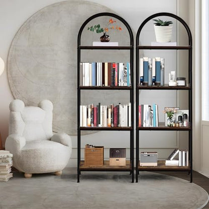 Garvee Arched Bookshelf 4 Tier,Arched Display Racks,Tall Standing Bookshelves with Metal Frame,Modern Open Storage Shelf Display Rack for Bedroom, Living Room, Home Office | Tall Standing Bookshelves ,Modern Open Storage Shelf Display Rack for Bedroom, Li