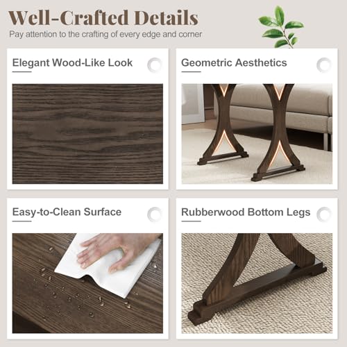 Giantex Nesting Coffee Table Set-of-3 - Stackable Rectangular Sofa End Side Table w/Solid Rubber Wood Legs, Vintage Farmhouse Night Stand for Bedroom Living Room Home Office Small Spaces