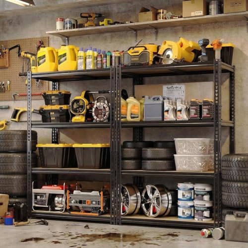 Garvee 48" W Heavy Duty Garage Storage Shelves, 4 Tier Adjustable Metal Shelving Units, 2560 LBS Capacity, 48" W x 24" D x 60" H Utility Rack Shelf for Warehouse Basement Pantry Kitchen