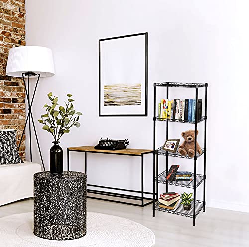 SUNLPH 5-Tier Wire Shelving Adjustable Shelves Unit Metal Storage Rack for Laundry Bathroom Kitchen Pantry Closet Organization (Black, 16.6" L x 11.4" W x 49.1" H) - size: 16.6"L x 11.4"W x 49.1"H - Basket