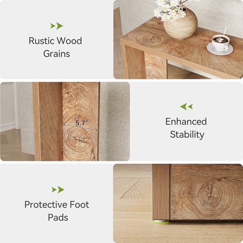 LITTLE TREE C-Shaped Side Table, Narrow 2-Tier End Table for Living Room, Couch, Bedroom, Bedside, Nightstand, Brown - size: 1