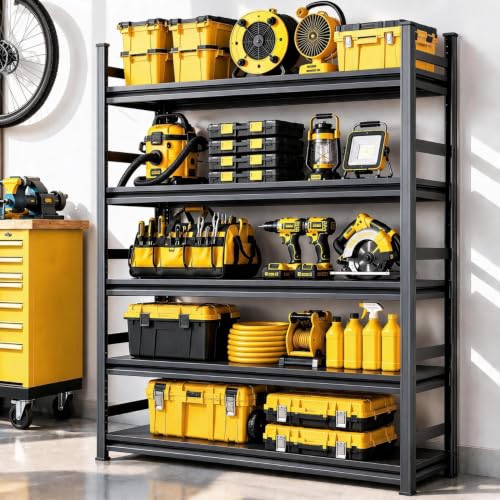 Garage Shelving, Heavy Duty Storage Shelves, Adjustable Boltless Units | Metal Shelving with Double Layer Posts, Industrial Steel Shelving for Garage Basement Warehouse Kitchen, Black, 72H*36W*15D - size: 36W*72H*15D-5T