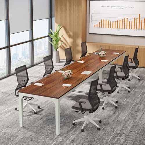 Tribesigns 6.5 FT Conference Room Table, 78.74" W x 27.56" D Large Office Conference Table, Modern Seminar Meeting Table Desk for Boardroom, Meeting Room (1, Brown and White) - color: Brown and White