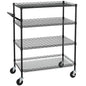 Finnhomy 4 Tier Heavy Duty Commercial Grade Rolling Cart with Handle Bar, Metal Wire Utility Cart with Wheels, Service Trolley on Wheels, Shelf Size 18" D x 36" W, NSF, Black - size: 36"L x 18"W x 46.4"H-4 Tier, style: Black Cart